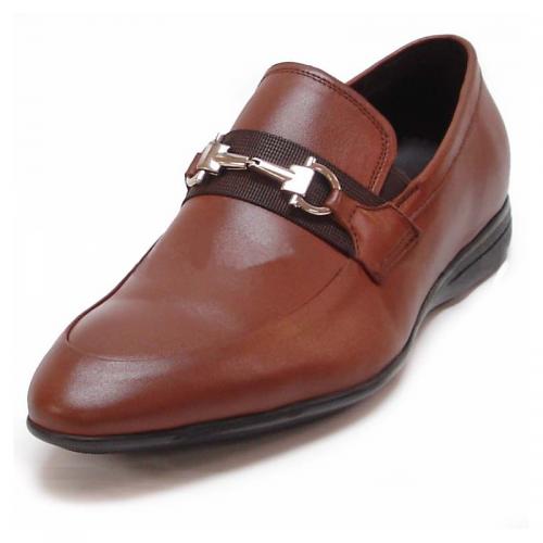 Encore By Fiesso Brown Leather Loafer Shoes With Bracelet FI3106