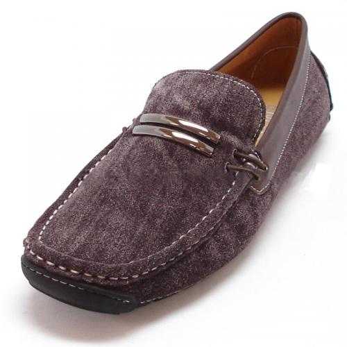 Encore By Fiesso Brown Suede Loafer Shoes With Bracelet FI3127