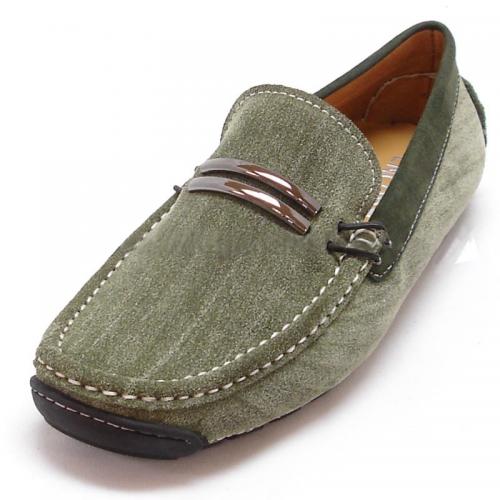 Encore By Fiesso Green Suede Loafer Shoes With Bracelet FI3127