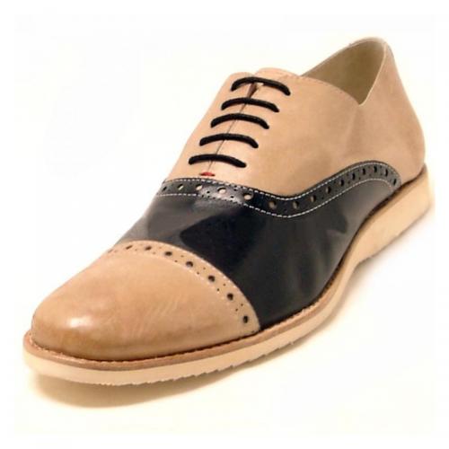 Encore By Fiesso Black / Tan Two Tone Leather Shoes FI6767