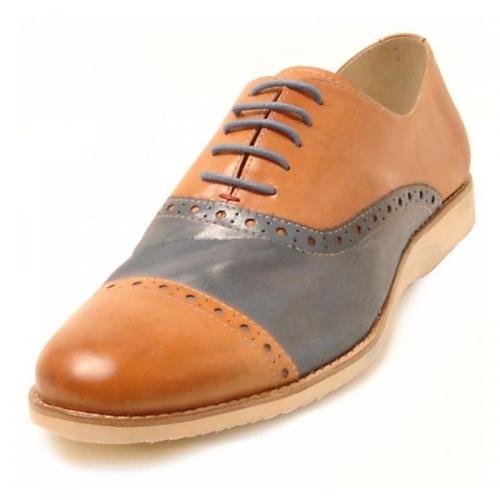 Encore By Fiesso Tan / Blue Two Tone Leather Shoes FI6767
