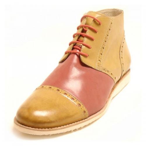 Encore By Fiesso Rust / Beige Two Tone Leather Boots FI6768