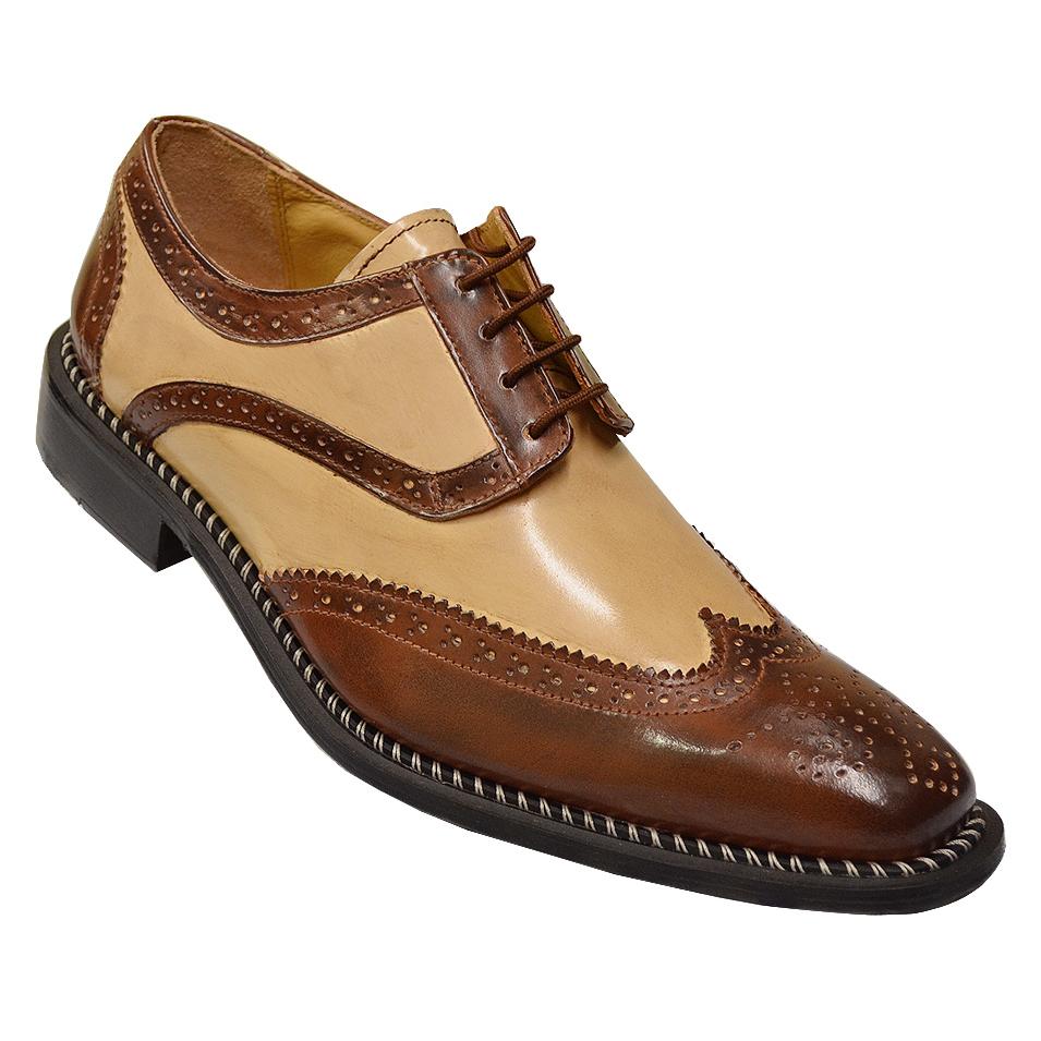 Liberty Brown / Beige Genuine Calf-Skin Wingtip Shoes 827 - $69.90 ...