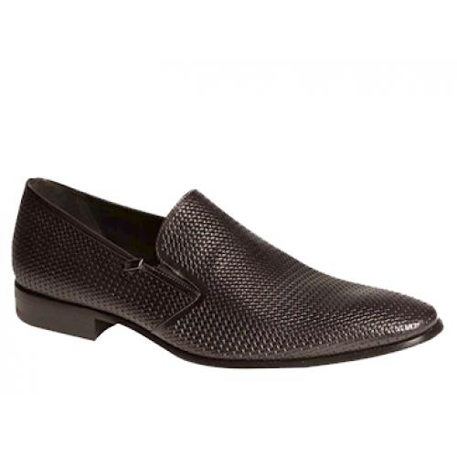 Mezlan "Cabezon" 5853 Black Genuine Textured Ascot Calfskin Venetian Slip On Shoes