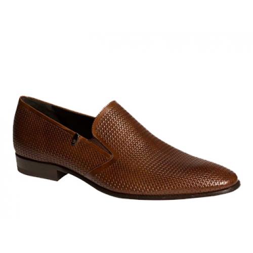 Mezlan "Cabezon" 5853 Cognac Genuine Textured Ascot Calfskin Venetian Slip On Shoes