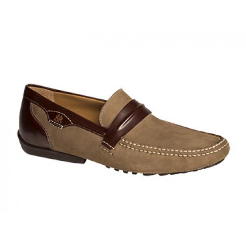 Mezlan "Servet" 7060 Olive / Brown Genuine Nubuck With Calfskin Loafer Shoes