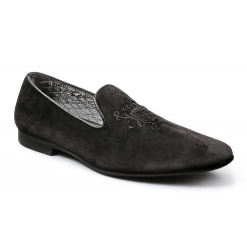 Giorgio Brutini "Cress" Black Velvet Loafer Shoes 17603.