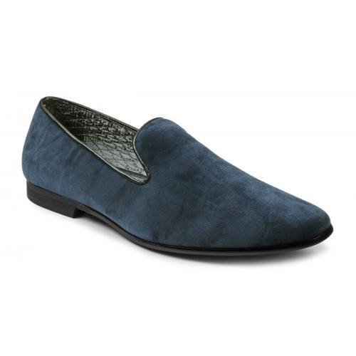 Giorgio Brutini "Cress" Navy Velvet Slip On Loafer Dress Shoes 176033.