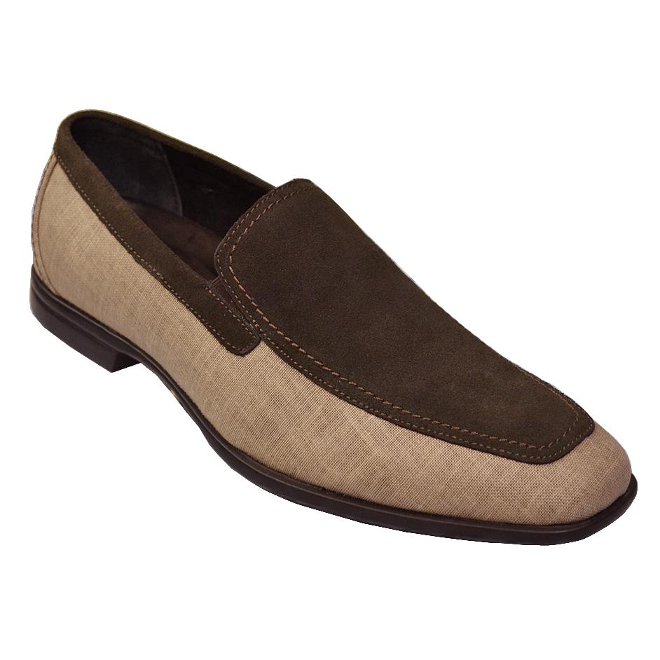 Giorgio Brutini Brown / Natural Genuine Suede / Canvas loafer shoes ...