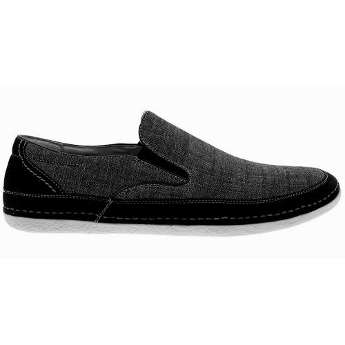 Stacy Adams "Newport" Black Velvet / Grey Denim Genuine Leather Lined Casual Loafer Shoes 24954-992