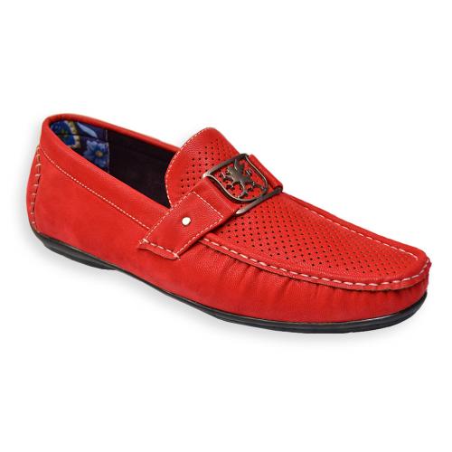 Stacy Adams "Primo" Red Faux Leather Loafer Shoes With Leather Lining 24959-600