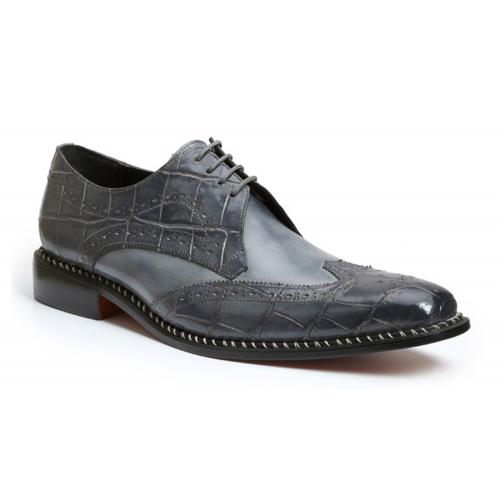 Giorgio Brutini "Caster" Blue / Grey Alligator Print Shoes 210853-8