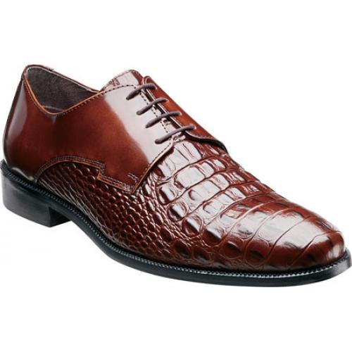 Stacy Adams "Florio" Cognac Hornback Crocodile Print Shoes 24935-221