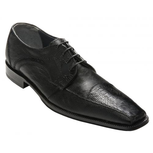 David X "Kumon" Black Genuine Ostrich Leg / Lizard Shoes