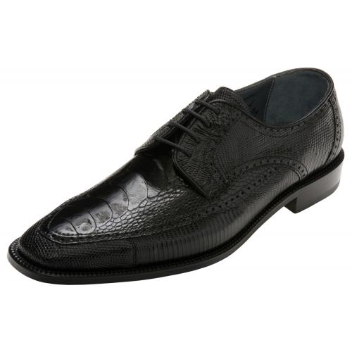 David X "Monte" Black Genuine Ostrich Leg / Lizard Shoes