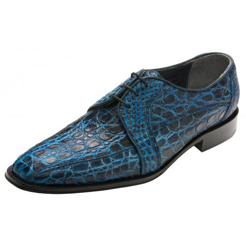 David X "Milo" Black/Blue Genuine Crocodile Shoes