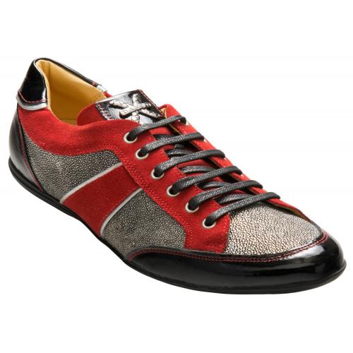 David X "Sting" Silver/Red All-Over Genuine StingrayLeg Sneakers