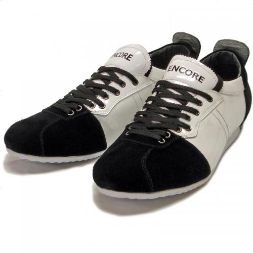Encore By Fiesso Black / White Leather / Suede Casual Sneakers FI4017