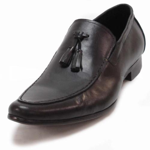 Encore By Fiesso Black Genuine Leather Loafer Shoes FI6693