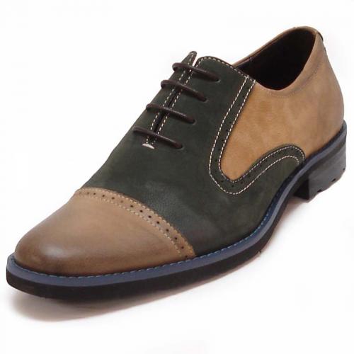 Encore By Fiesso Taupe / Green Leather Shoes FI6695