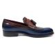 Paul Parkman KT74NB Navy & Tobacco Genuine Calfskin With Kiltie Tassel Loafer Shoes