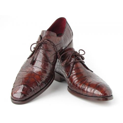 Paul Parkman 55W77 Brown Genuine Crocodile Derby Shoes