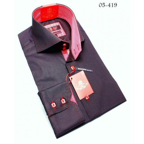 Axxess Navy / Pink Handpick Stitching 100% Cotton Dress Shirt 05-419