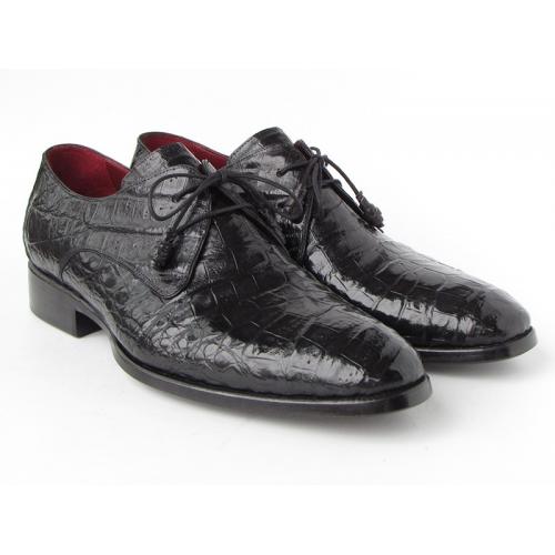Paul Parkman 55W77 Black Genuine Crocodile Derby Shoes