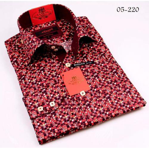 Axxess Pink / Burgundy Handpick Stitching 100% Cotton Dress Shirt 05-220