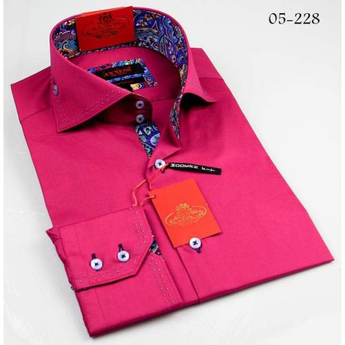 Axxess Pink / Blue Handpick Stitching 100% Cotton Dress Shirt 05-228