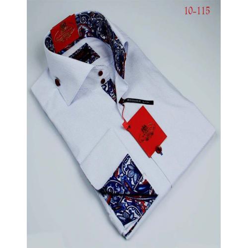 Axxess Blue / Navy Handpick Stitching 100% Cotton Dress Shirt 10-115