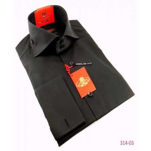 Axxess Gray / Black Handpick Stitching 100% Cotton Dress Shirt 314-03