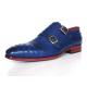 Paul Parkman 37U33 Blue Genuine Ostrich Double Monkstraps Shoes