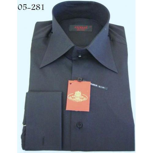Axxess Navy Blue Handpick Stitching 100% Cotton Dress Shirt 05-281