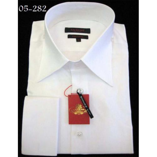 Axxess White Handpick Stitching 100% Cotton Dress Shirt 05-282