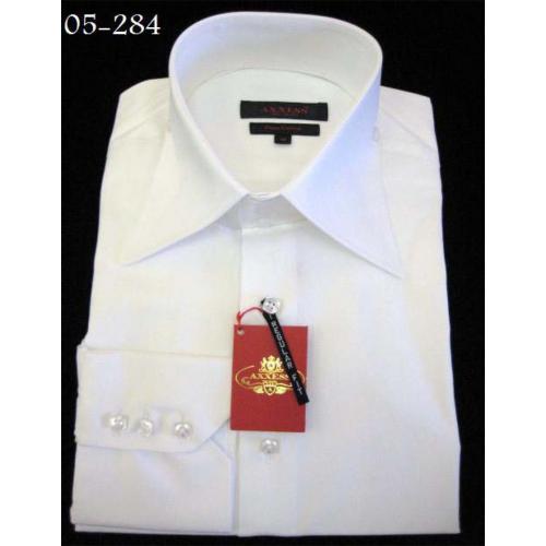 Axxess White Handpick Stitching 100% Cotton Dress Shirt 05-284