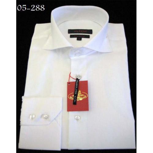 Axxess White Handpick Stitching 100% Cotton Dress Shirt 05-288
