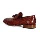 Paul Parkman 0823 Brown Crocodile Embossed Calfskin Tassel Loafer Shoes