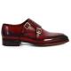 Paul Parkman PP3851 Black / Burgundy Genuine Leather Double Monkstrap Shoes