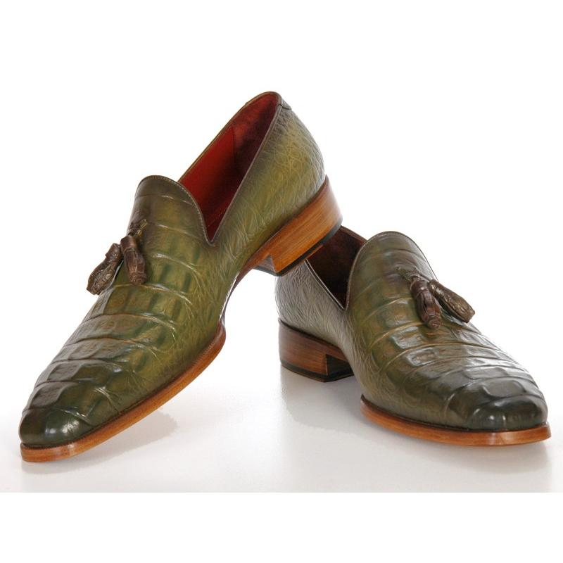 Paul Parkman Crocodile Embossed Derby Shoes