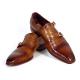 Paul Parkman PP2280 Brown Crocodile Embossed Calfskin Double Monkstrap Shoes