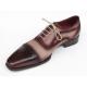 Paul Parkman 024 Burgundy / Beige Genuine Italian Calfskin Captoe Oxford Hand-Painted Shoes