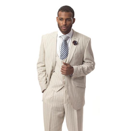 tan pinstripe suit