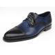 Paul Parkman 046 Blue Genuine Italian Calfskin Derby Shoes