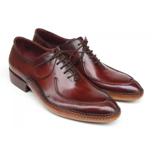 Paul Parkman 054 Burgundy Genuine Leather Handsewn Split-Toe Oxford Shoes