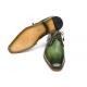 Paul Parkman 059 Green Genuine Leather Hand-Painted Derby Shoes