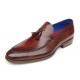 Paul Parkman 073 Antiqued Brown Genuine Italian Calfskin Tassel Loafer Shoes