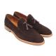 Paul Parkman 087 Brown Genuine Suede Loafer Shoes With Tassel