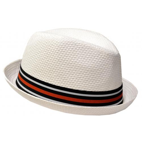 Xtreme Stylz White / Black / Red  Fedora Straw Dress Hat XS-5