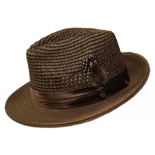 Bruno Capelo Brown Fedora Straw Dress Hat BC-504